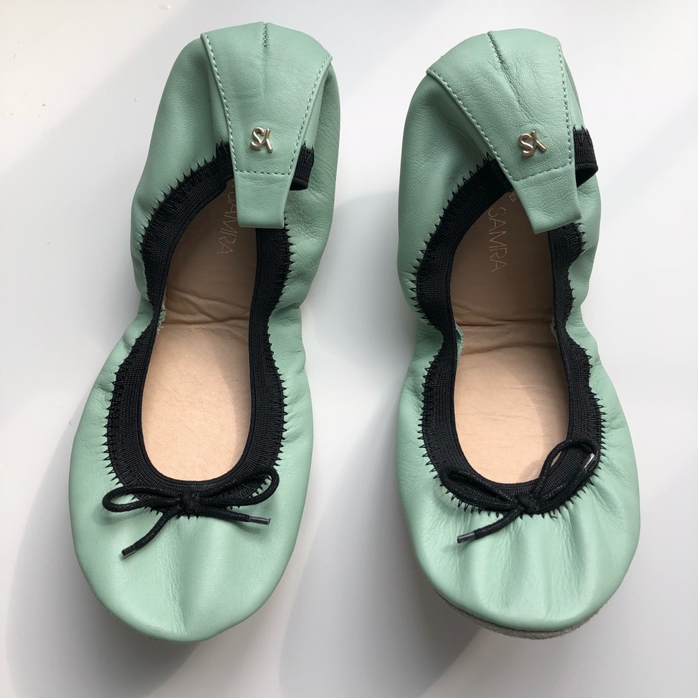 Yosi Samra Sandrine Fold Up Ballet Flats 6 Teal